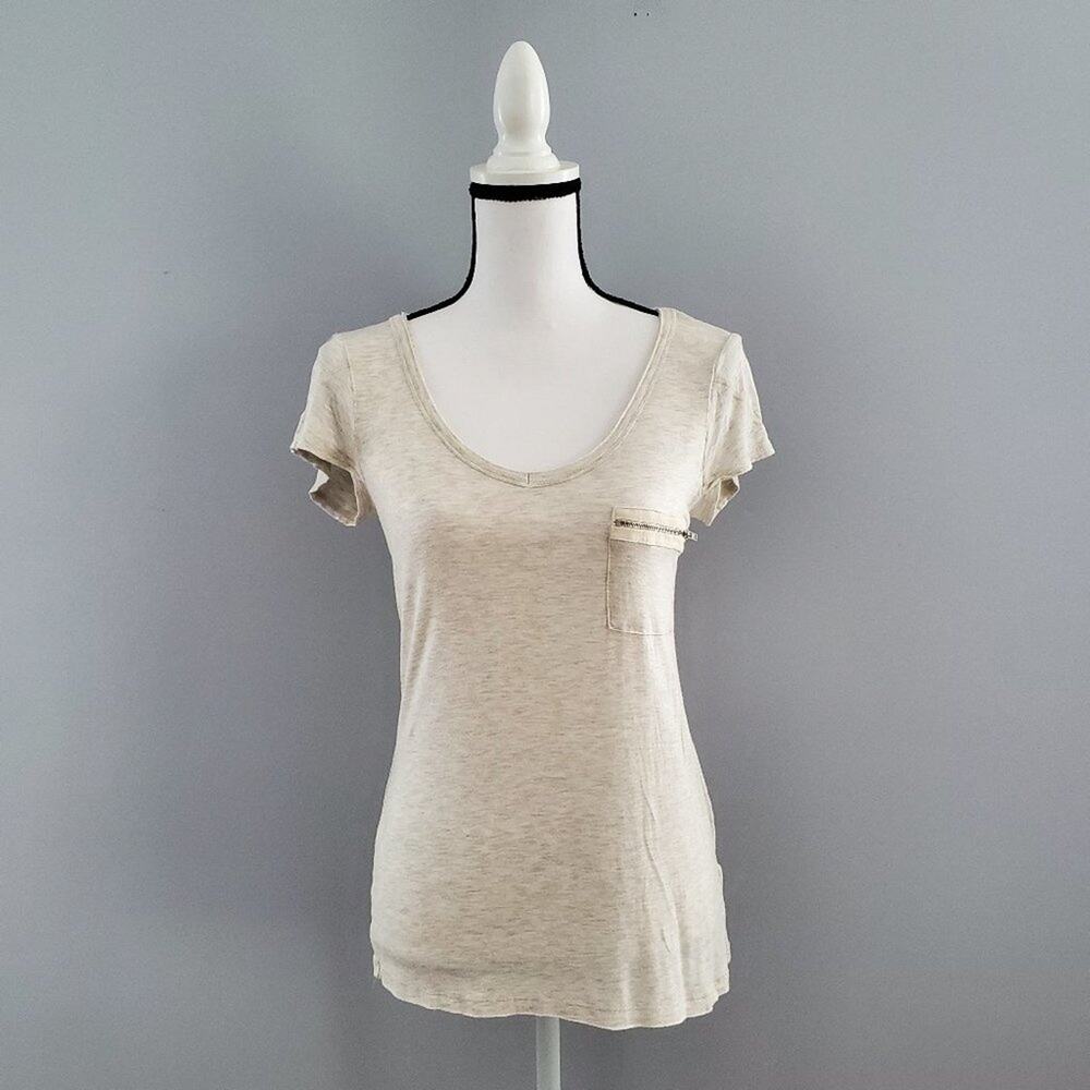 Willi Smith Cream Tee With Zipper Pocket Size S